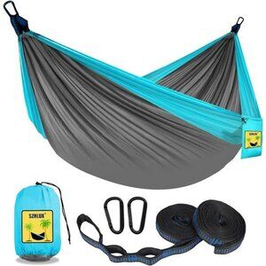 Double Camping Hammock with Tree Straps Lightweight Portable Outdoor Travel